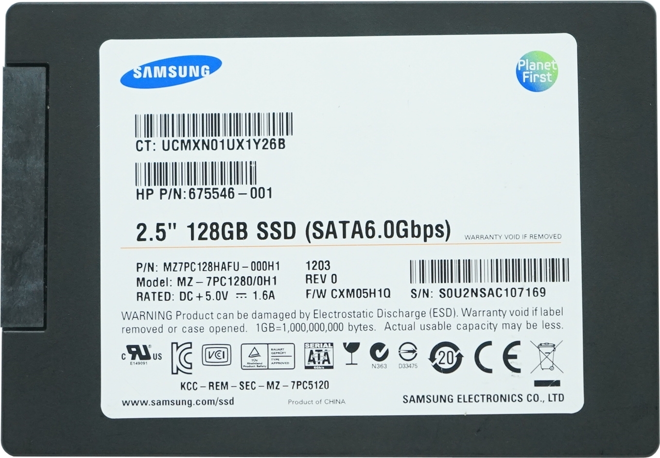 Samsung 2,5" 128GB SSD SATA 6,0 Gbps MZ-7PC128HAFU-000H1